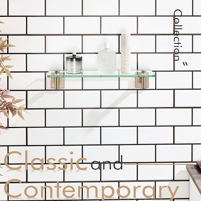 KOKOSIRI Wall Shelves Bathroom Hardware Glass Floating Shelf Small Hanging Rack - Image 12