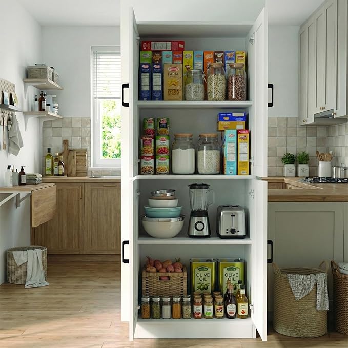 71" Tall Kitchen Pantry Cabinet, Freestanding Food Storage Organizer - Image 3