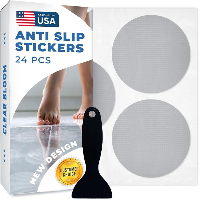 Anti Slip Shower Stickers 24 PCS, Premium Adhesive Bath Tub Stickers by ClearBloom