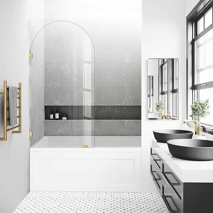 Frameless Bathtub Glass Shower Door, 5/16" Clear Tempered Glass Bathroom Shower - Image 2