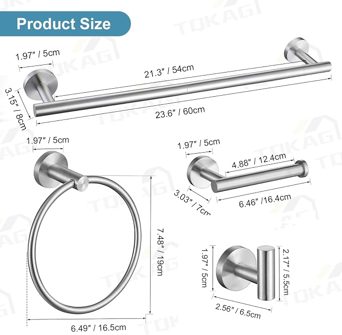 TQKAG Brushed Nickel Bathroom Hardware Accessories Set - Image 6