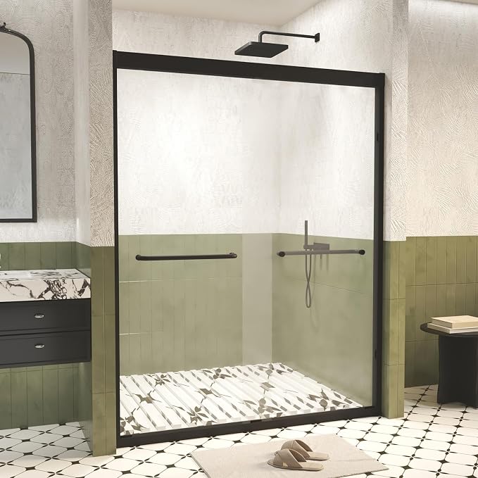 Shower Doors Glass Sliding, Semi-Frameless, 1/4" Inch Sgcc Tempered Glass by Unknown