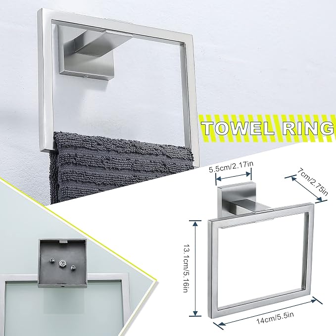Brushed 4-Piece Bathroom Hardware Set Premium Stainless Steel Bath Towel Bar - Image 4