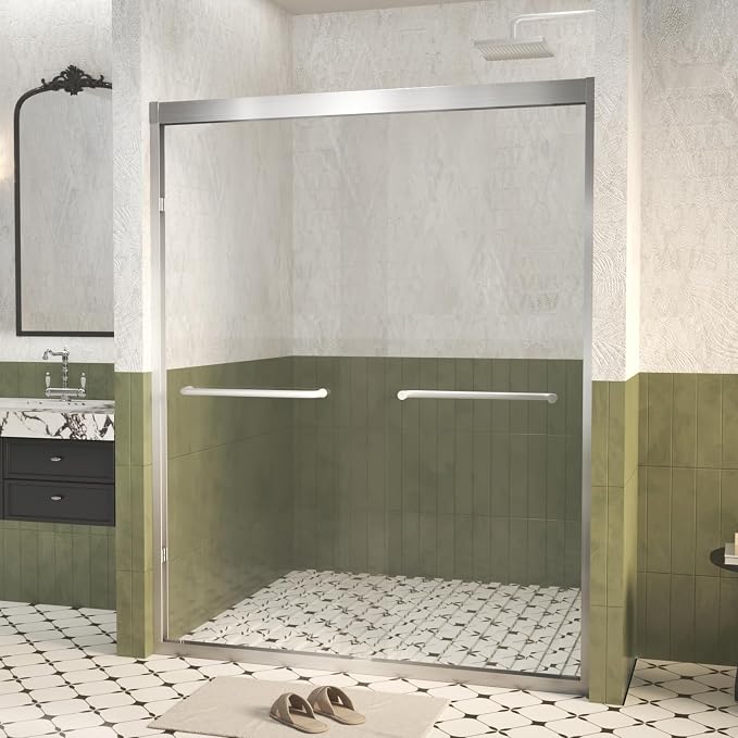Shower Doors Glass Sliding, Semi-Frameless, 1/4" Inch Sgcc Tempered Glass - Image 9