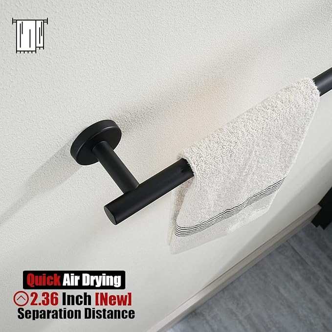 JQK Bath Towel Bar Black, 39 Inch 304 Stainless Steel Thicken 1mm Single Towel - Image 6