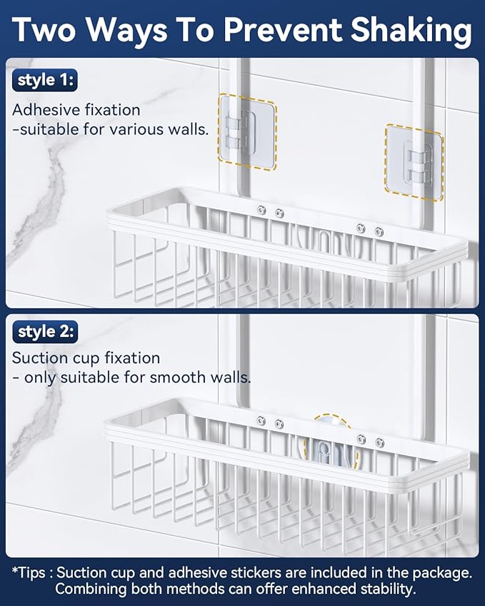 YASONIC Shower Caddy Hanging, Never Rust Shower Organizer Hanging, Aluminum - Image 7