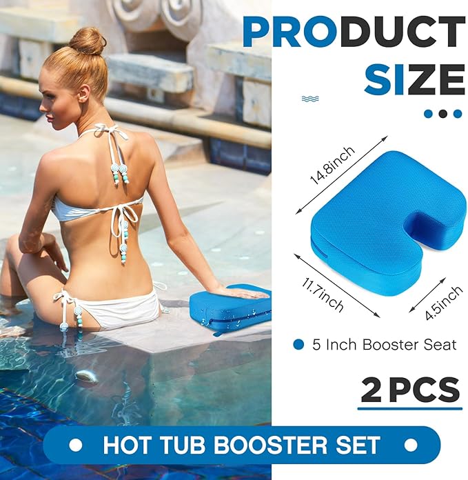 Suzile 2 Pcs Hot Tub Booster Seat Weighted Spa Bathtub Booster Inflatable - Image 2
