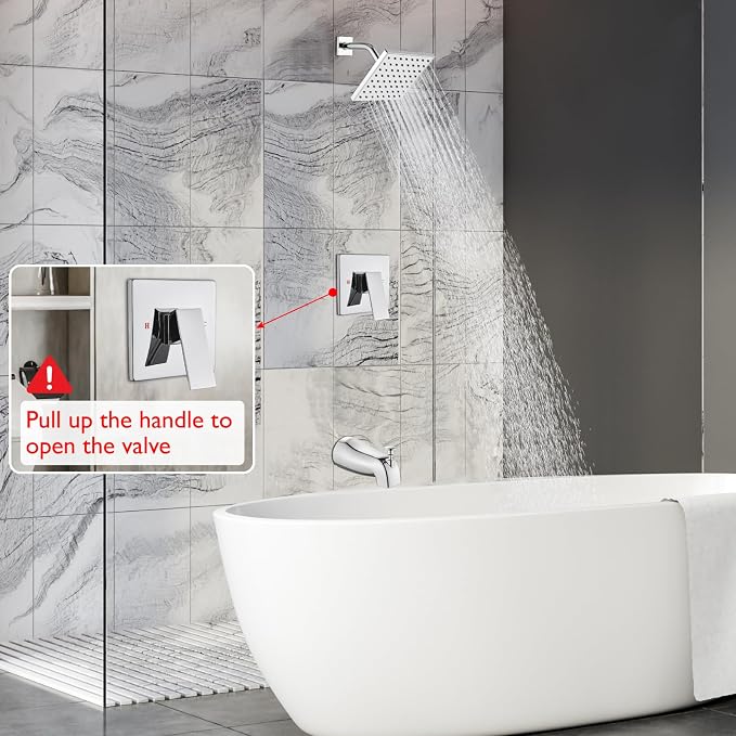 Heyalan Bathtub Shower Faucet Set, 6 Inch Square Trim Kit - Image 9