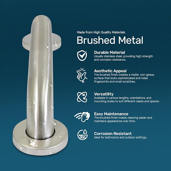 Brushed Metal Grab Bars For Bathroom, Strong Shower Handle And Bath Handle For - Image 6