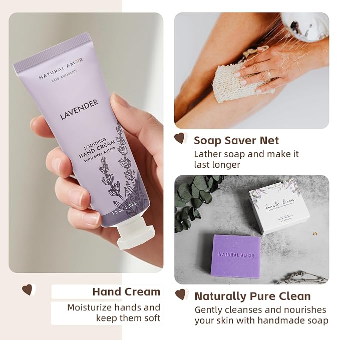 Natural Amor Handmade Spa Gift Set 6 pcs– Includes Citrus Bath Bomb, Lavender - Image 4