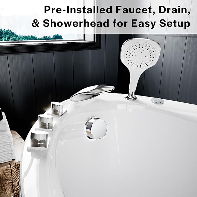 Empava 59-Inch Freestanding Air Jetted Bathtub - Image 5