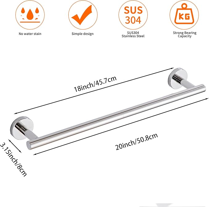 Bathroom Towel Bar, 18-Inch Towel Rack - Image 4