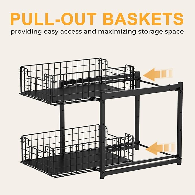 Under Sink Organizer, 2-Tier Pull Out Cabinet Organizer, Kitchen Bathroom - Image 8