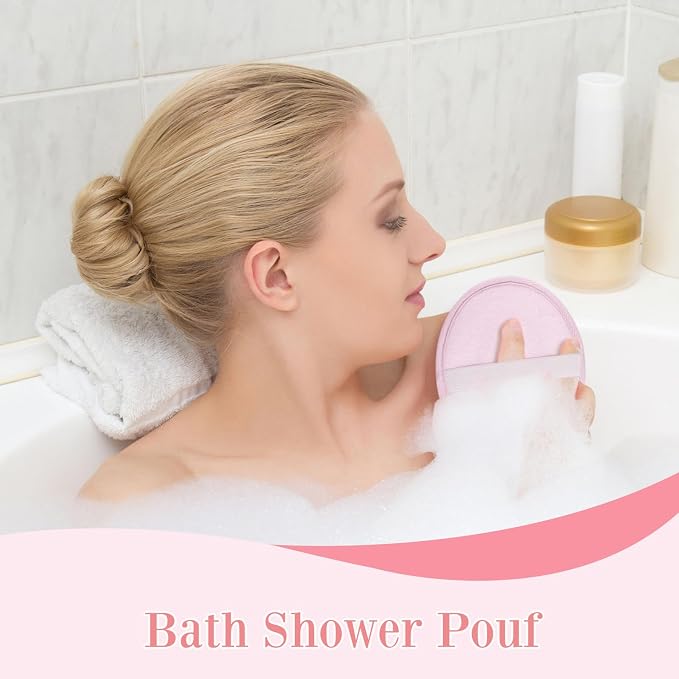 Boao 3 Pcs Bath Shower Pouf Sponge Mesh Pouf Shower Ball Exfoliating Body - Image 5
