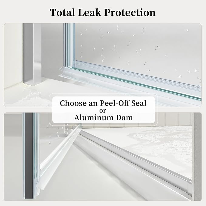33.6-33.8" x 72" Frameless Hinged Shower Door, Single Swing Shower Panel - Image 6