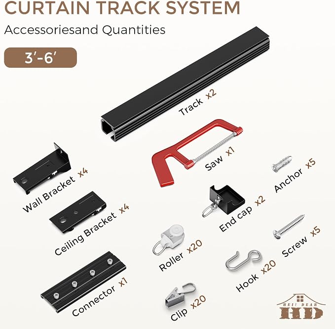 Ceiling Curtain Track 3–6 ft Black - Image 8