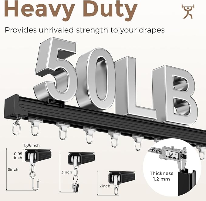 Ceiling Curtain Track 3–6 ft Black - Image 2