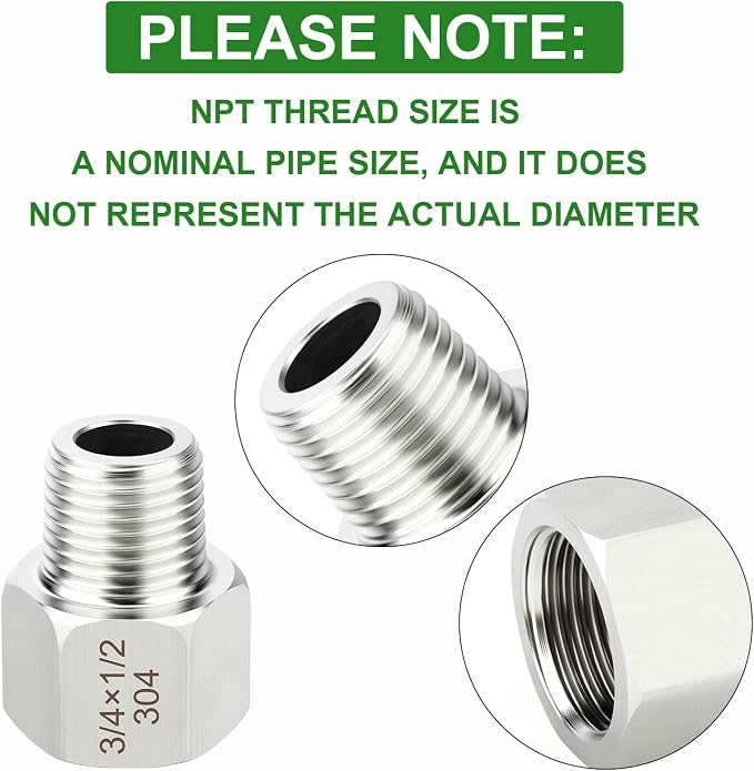 TAISHER 5PCS 304 Stainless Steel Pipe Fitting, New Reducer Adapter, 1/2" NPT - Image 4