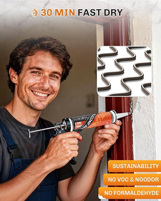 WELLUCK Dark Brown Silicone Caulk, 100% Waterproof Caulking Silicone Sealant - Image 4