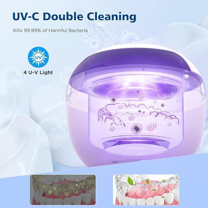 45kHz Ultrasonic Retainer Cleaner Machine, 200ML Denture Cleaner, 4 Modes - Image 3