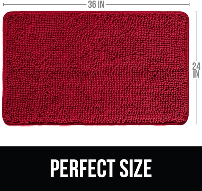 KANGAROO Bathroom Rugs, Chenille Soft Absorbent Bath Rug, Shaggy Shower Mat - Image 2