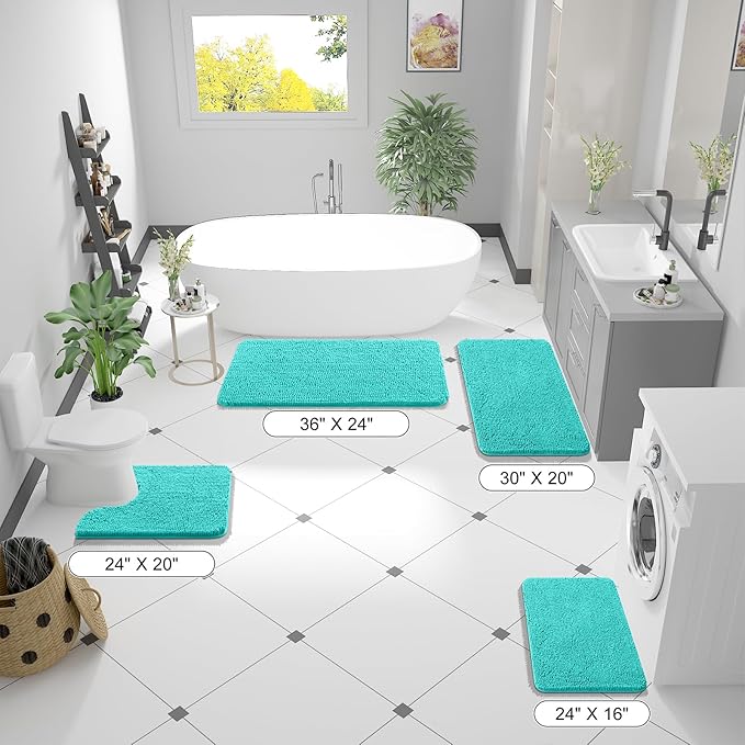 OLANLY Bathroom Rugs 36x24, Extra Soft Absorbent Chenille Bath Rugs, Rubber - Image 2