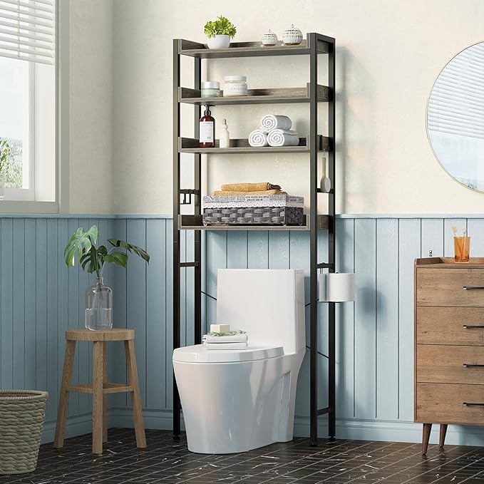 Rolanstar Over The Toilet Storage 4-Tier, Sturdy Bathroom Shelf - Image 2