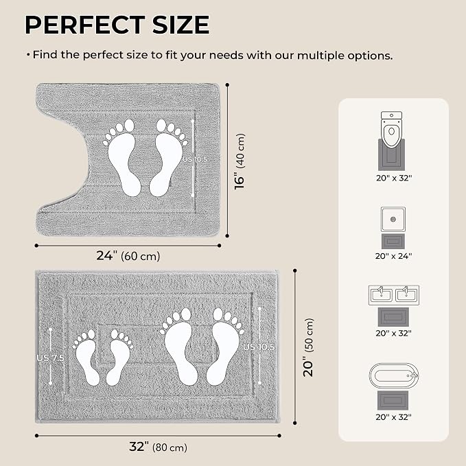 GRANNY SAYS Bathroom Rugs Sets 2 Piece, Soft Absorbent Microfiber Bath Mats - Image 2