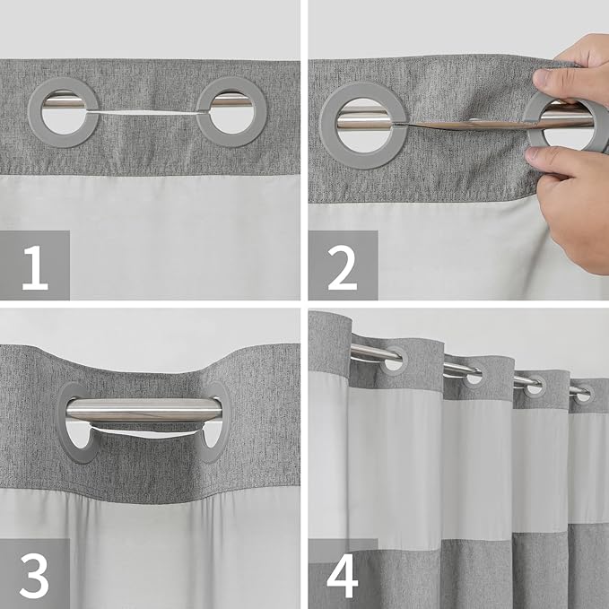 No Hooks Needed Linen Textured Shower Curtain - Image 4
