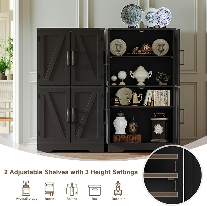 Treocho Bathroom Floor Cabinet, Farmhouse Bathroom Storage Cabinet - Image 5