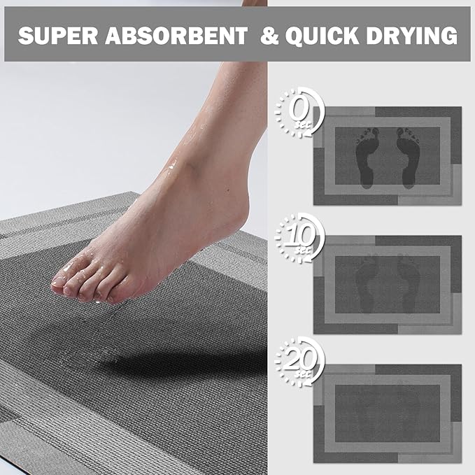 Non Slip Long Bathroom Runner Rug Bath Mat, Rubber Backing Ultra Thin Bathroom - Image 5