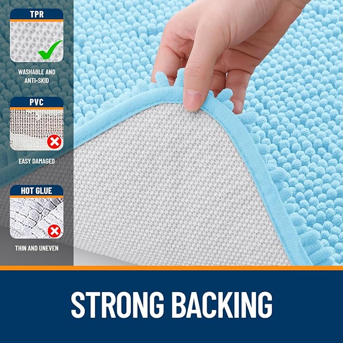 OLANLY Bathroom Rugs 59x20, Extra Soft Absorbent Chenille Bath Rugs, Rubber - Image 6