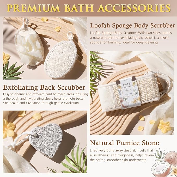 Christmas Birthday Gifts for Women, Vanilla Coconut Relaxing Spa Gift Baskets - Image 6