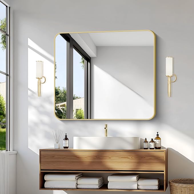 Gold Bathroom Mirror, 30x36 inch Wall Mirror - Image 2