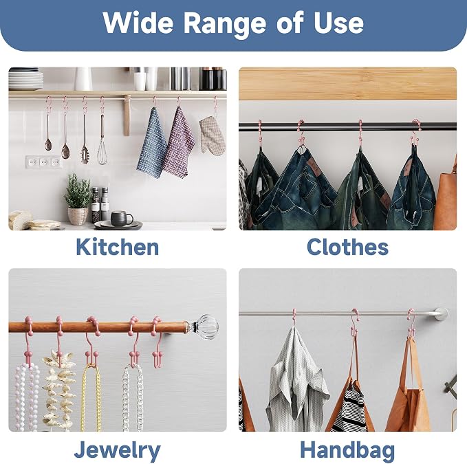 Titanker Shower Curtain Hooks Rings, Rust-Resistant Metal Double Glide Shower - Image 5