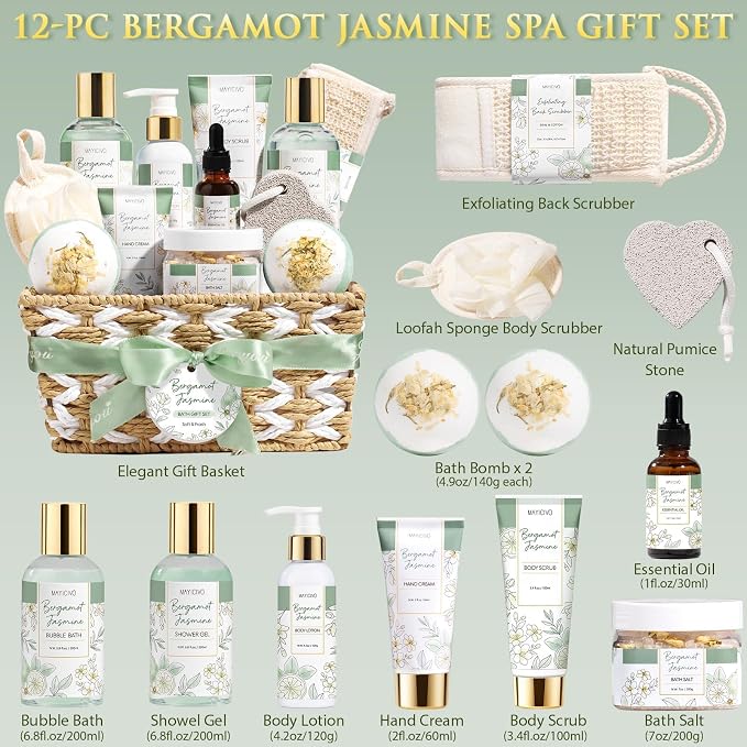 Christmas Birthday Gifts for Women, Bergamot Jasmine Relaxing Spa Gift Baskets - Image 2