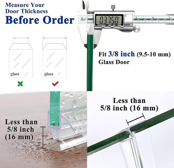 Frameless Shower Door Seal Set, 4 Pack x 39" HDM Glass Shower Door Bottom Seal - Image 4