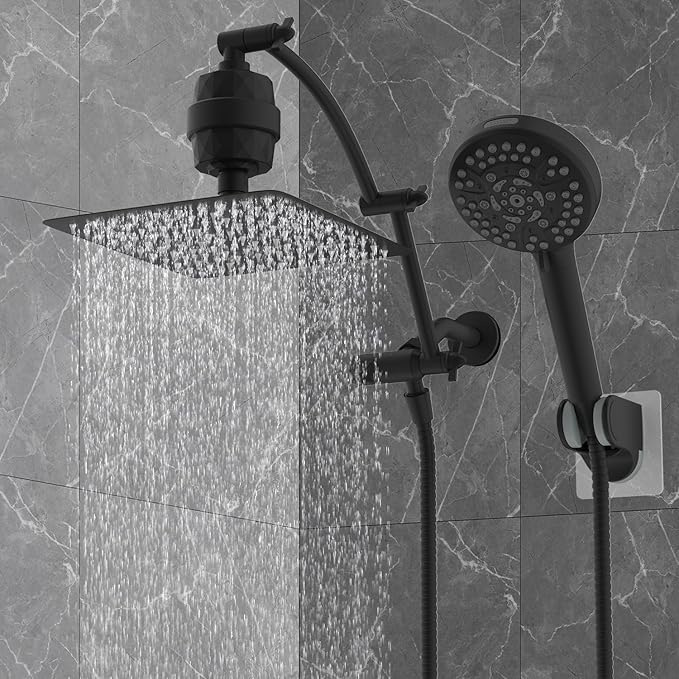 Hibbent All Metal 10'' Dual Filtered Rainfall Shower Head Combo, High Pressure - Image 9