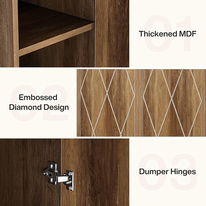 Tribesigns 75" Tall Narrow Storage Cabinet, Modern Farmhouse Pantry Cabinet - Image 8
