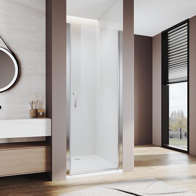 Glass Shower Door 31.5-33" W x 72" H, Semi-Frameless Pivot Shower Door by Ucalafee