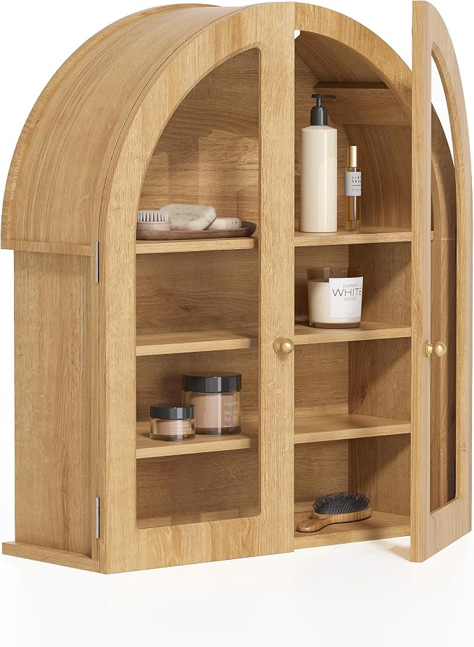 Large Arched Bathroom Wall Cabinet Modern Wooden Display Cabinet - Image 9