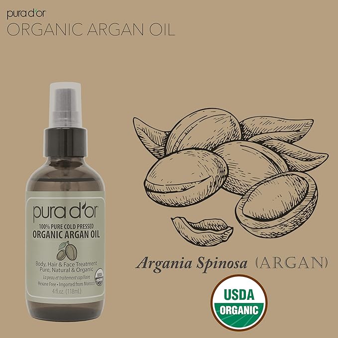 PURA D'OR 4 Oz Organic Moroccan Argan Oil – 100% Pure Cold-Pressed Virgin Grade - Image 4