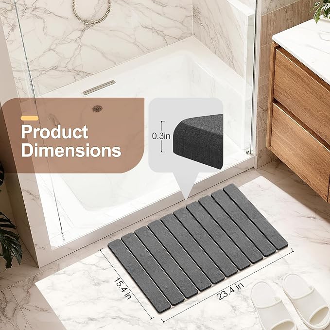 Foldable Stone Bath Mat, Diatomaceous Earth Shower Mat, Non-Slip Quick Dry Bath - Image 2