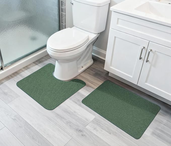 Bathroom Rugs Set 2 Pieces, Thin Bathroom Mats, Toilet Rugs, Quick Dry - Image 6