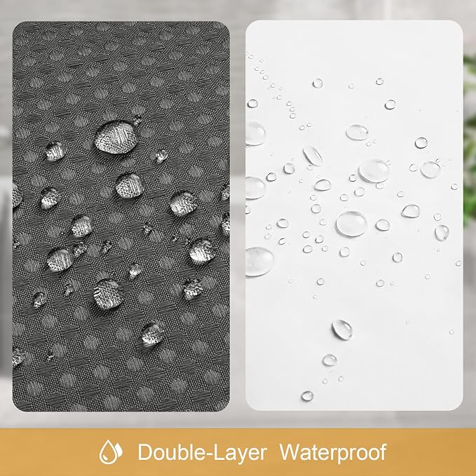 3 in 1 Long Charcoal Grey Shower Curtain Set-72 W x 78 H, Modern Waffle and - Image 6