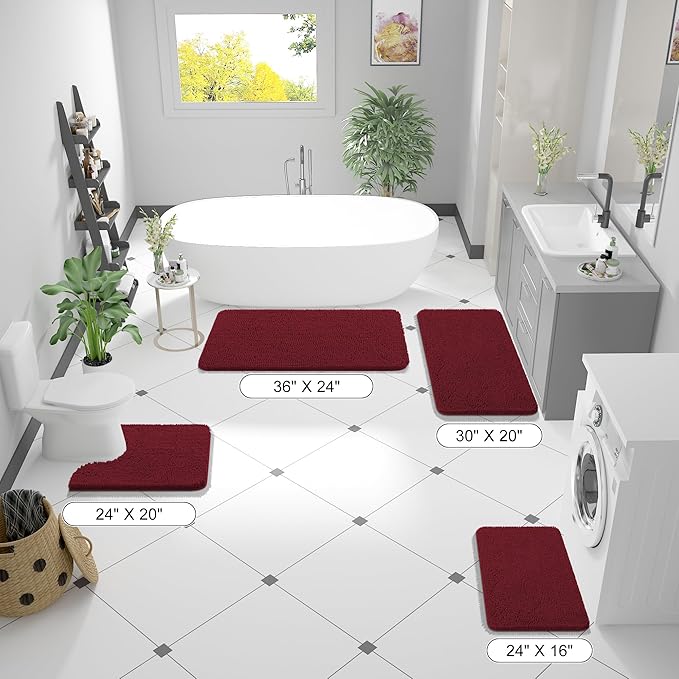 OLANLY Bathroom Rugs 44x24, Extra Soft Absorbent Chenille Bath Rugs, Rubber - Image 2
