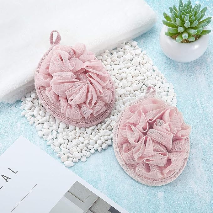 Boao 3 Pcs Bath Shower Pouf Sponge Mesh Pouf Shower Ball Exfoliating Body - Image 6