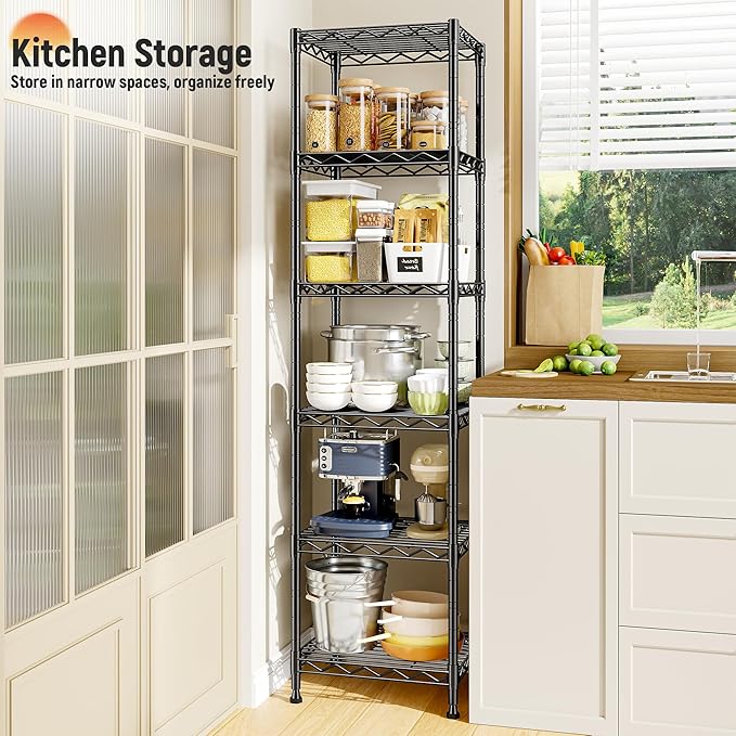 6 Wire Shelving Metal Shelves Storage Rack:Adjustable Storage Shelves Standing - Image 2