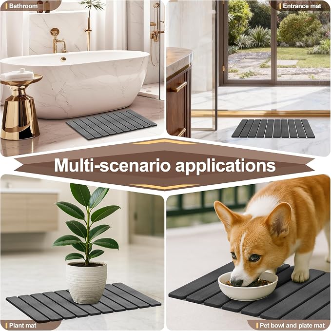 Foldable Stone Bath Mat, Diatomaceous Earth Shower Mat, Non-Slip Quick Dry Bath - Image 6