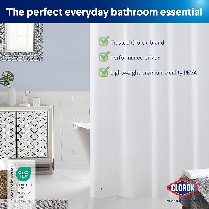 CLOROX Shower Curtain Liner, Premium Lightweight Flexible Waterproof 3g PEVA - Image 9